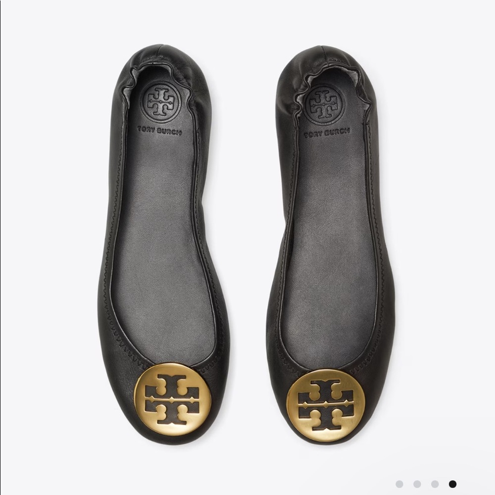 Tory Burch Minnie travel ballet-black and gold